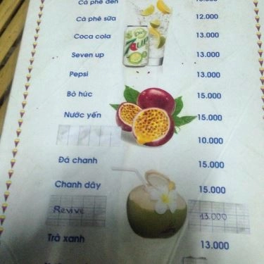 Thực đơn- Quán Ăn Pizza Lào