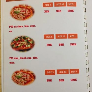 Thực đơn- Quán Ăn Pizzinio Pizza - Tô Hiệu