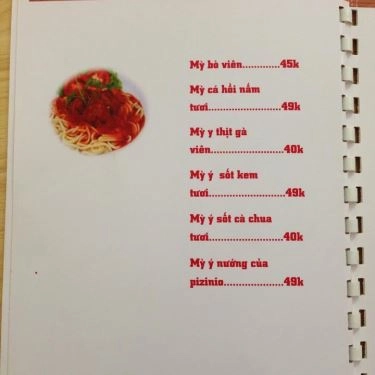 Thực đơn- Quán Ăn Pizzinio Pizza - Tô Hiệu