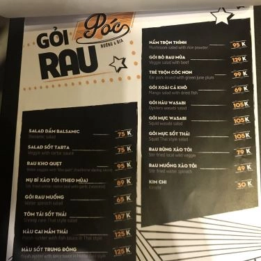 Thực đơn- Quán Ăn Póc Nướng & Bia