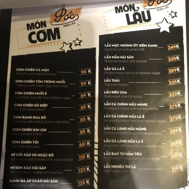 Thực đơn- Quán Ăn Póc Nướng & Bia