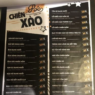 Thực đơn- Quán Ăn Póc Nướng & Bia