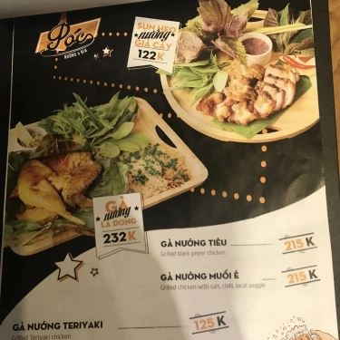 Thực đơn- Quán Ăn Póc Nướng & Bia