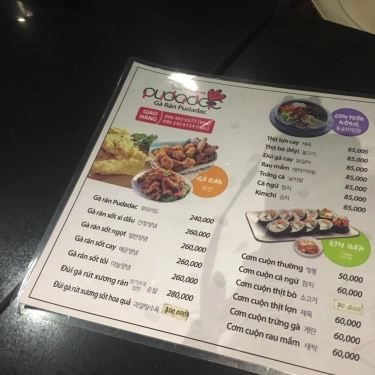 Thực đơn- Quán Ăn Pudadac - Gà Rán Hàn Quốc