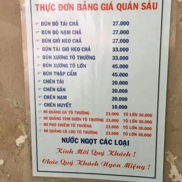 Thực đơn- Quán Ăn Quán Sáu - Đặc Sản Đà Nẵng