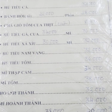 Thực đơn- Quán Ăn Quán 100 - Nguyễn Văn Lạc