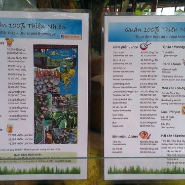 Thực đơn- Quán Ăn Quán 100% Thiên Nhiên