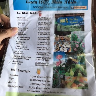 Thực đơn- Quán Ăn Quán 100% Thiên Nhiên