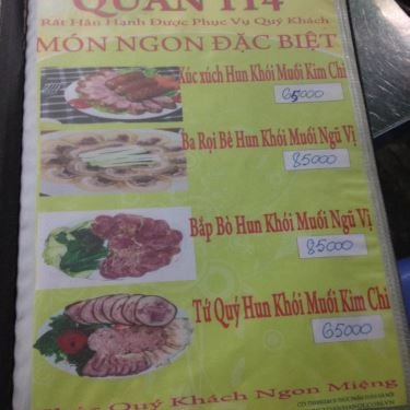 Thực đơn- Quán Ăn Quán 114