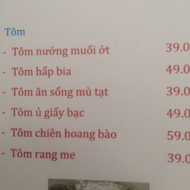 Thực đơn- Quán Ăn Quán 118 - Hải Sản Tươi Sống