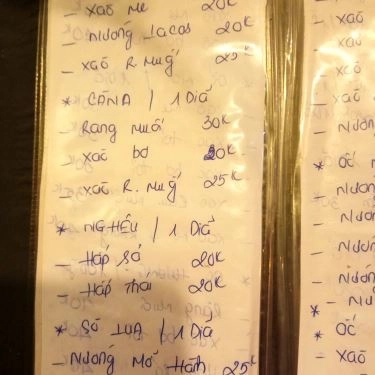 Thực đơn- Quán Ăn Hàu Nướng Hiệp Nghĩa