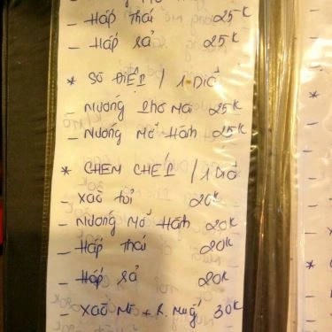 Thực đơn- Quán Ăn Hàu Nướng Hiệp Nghĩa