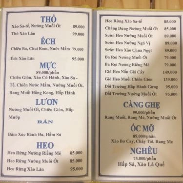 Thực đơn- Quán Ăn Quán 162 - Món Nướng