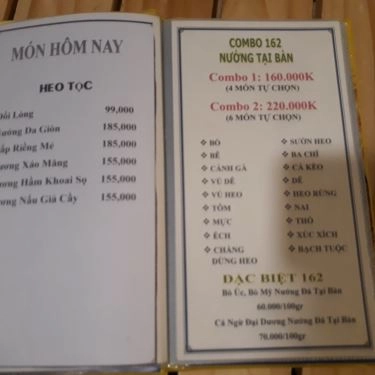Thực đơn- Quán Ăn Quán 162 - Món Nướng
