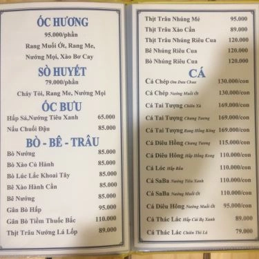 Thực đơn- Quán Ăn Quán 162 - Món Nướng