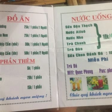 Thực đơn- Quán Ăn Quán 1988 - Bún Chả Nướng & Bánh Đa Nem