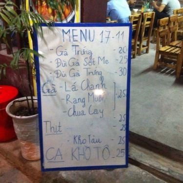 Thực đơn- Quán Ăn Quán 286 - Cơm & Các Món Nhậu