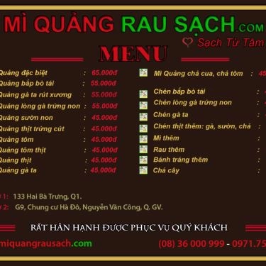 Thực đơn- Quán Ăn Mì Quảng 3 Anh Em - Hai Bà Trưng