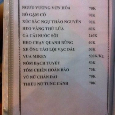 Thực đơn- Quán Ăn Quán Nhậu 3 Cây Lộc