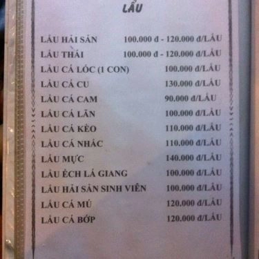 Thực đơn- Quán Ăn Quán Nhậu 3 Cây Lộc