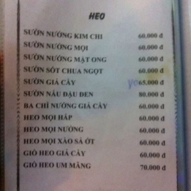 Thực đơn- Quán Ăn Quán Nhậu 3 Cây Lộc