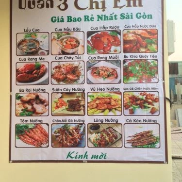 Thực đơn- Quán Ăn Quán 3 Chị Em - Cua Cà Mau