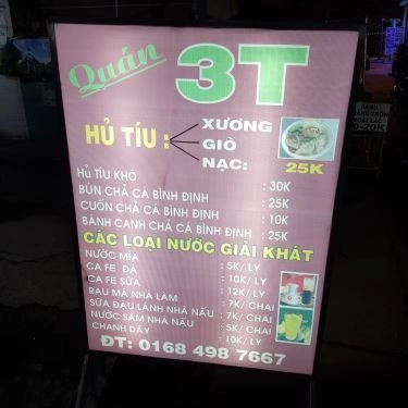 Thực đơn- Quán Ăn Quán 3T - Hủ Tiếu & Bánh Canh Chả Cá