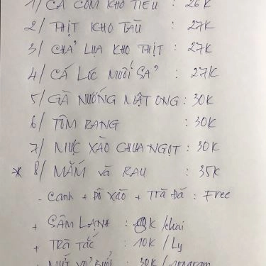 Thực đơn- Quán Ăn Quán 43 - Cafe & Cơm Văn Phòng