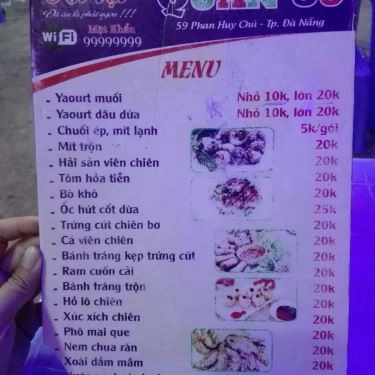 Thực đơn- Quán Ăn Quán 59 - Làng Yaourt Muối