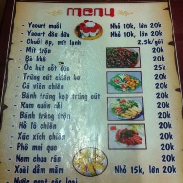 Thực đơn- Quán Ăn Quán 59 - Làng Yaourt Muối