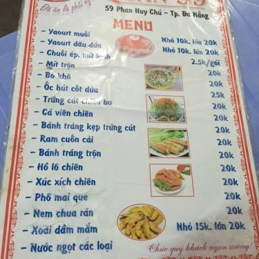 Thực đơn- Quán Ăn Quán 59 - Làng Yaourt Muối