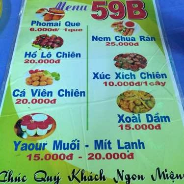 Thực đơn- Quán Ăn Quán 59 - Làng Yaourt Muối