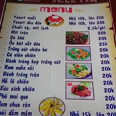 Thực đơn- Quán Ăn Quán 59 - Làng Yaourt Muối