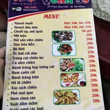 Thực đơn- Quán Ăn Quán 59 - Làng Yaourt Muối