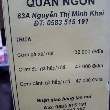 Thực đơn- Quán Ăn Quán 63A - Ẩm Thực 3 Miền