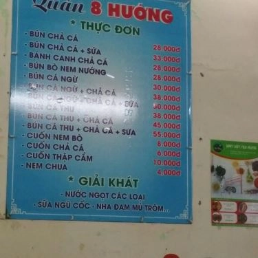 Thực đơn- Quán Ăn Quán 8 Hướng - Bún Chả Cá Quy Nhơn