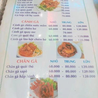 Thực đơn- Quán Ăn A Hiền - Vĩnh Khánh