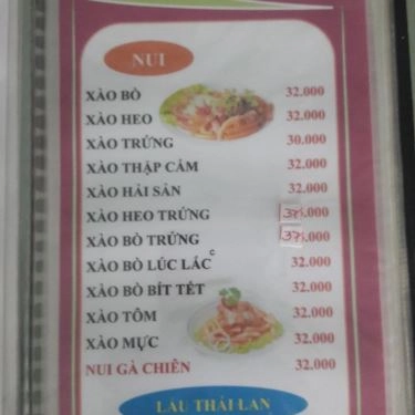 Thực đơn- Hiền Ký 3 - Quán Ăn Bình Dân
