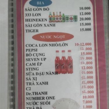 Thực đơn- Hiền Ký 3 - Quán Ăn Bình Dân