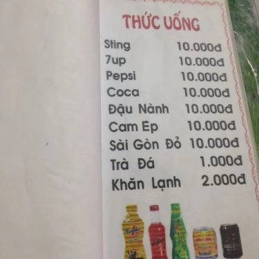 Thực đơn- Quán Ăn Bình Dân Tân Ký
