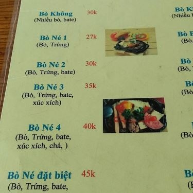 Thực đơn- Quán Ăn Bò Vàng - Bò Bít Tết & Bò Né