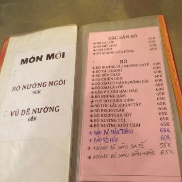 Thực đơn- Quán Ăn Cây Khế - Bò Lá Lốt Mỡ Chài