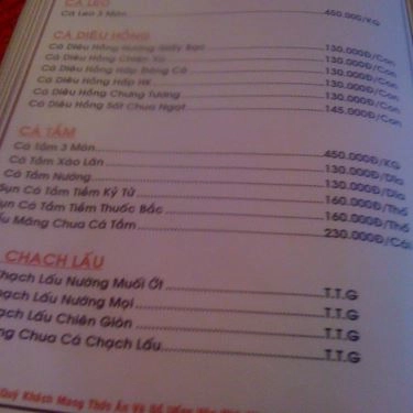 Thực đơn- Quán Ăn Gia Đình 04 - Làng Nướng Nam Bộ (cũ)
