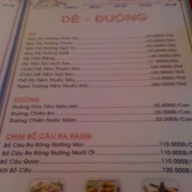 Thực đơn- Quán Ăn Gia Đình 04 - Làng Nướng Nam Bộ (cũ)