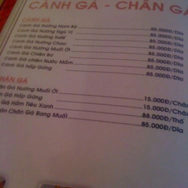 Thực đơn- Quán Ăn Gia Đình 04 - Làng Nướng Nam Bộ (cũ)