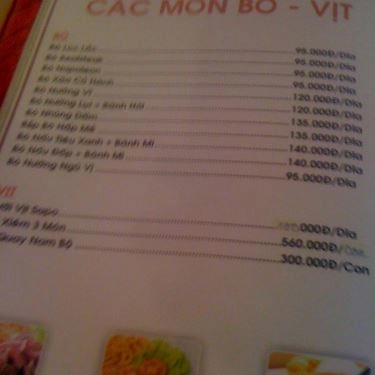 Thực đơn- Quán Ăn Gia Đình 04 - Làng Nướng Nam Bộ (cũ)