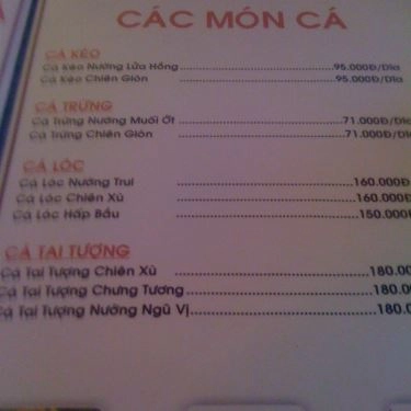 Thực đơn- Quán Ăn Gia Đình 04 - Làng Nướng Nam Bộ (cũ)