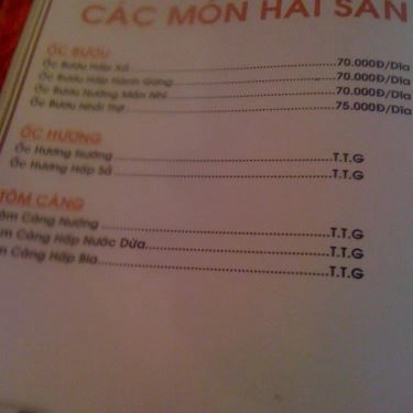 Thực đơn- Quán Ăn Gia Đình 04 - Làng Nướng Nam Bộ (cũ)