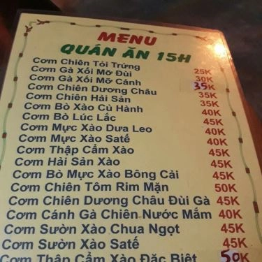 Thực đơn- Quán Ăn Gia Đình 15H