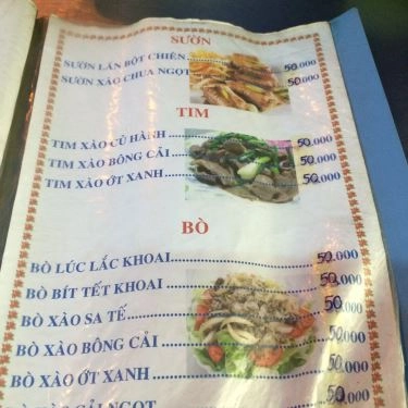 Thực đơn- A Vinh - Quán Ăn Gia Đình